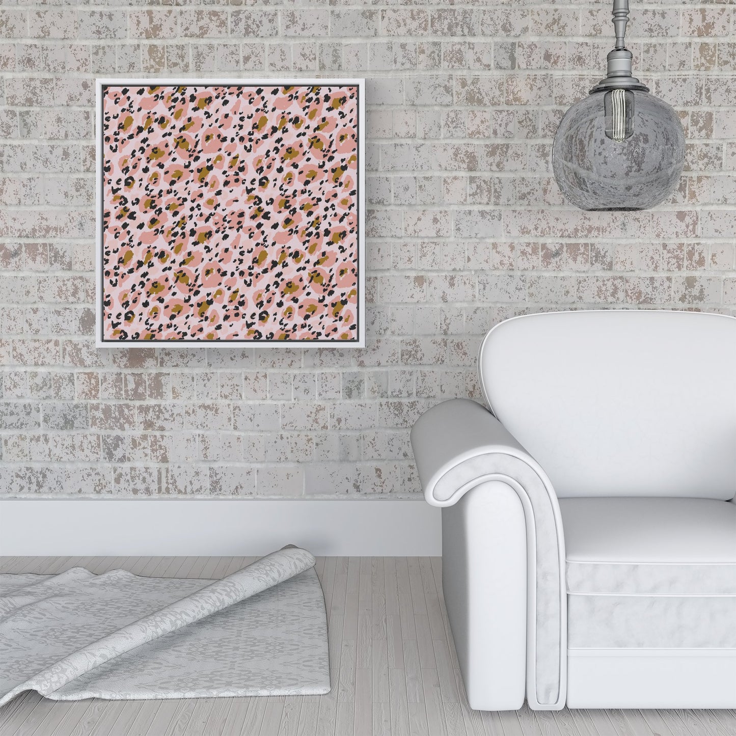 Hand Drawn Pink Leopard Print Framed Canvas