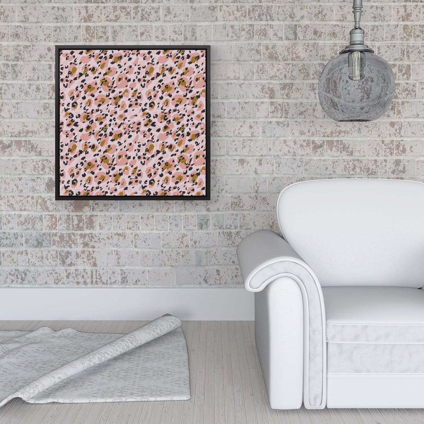 Hand Drawn Pink Leopard Print Framed Canvas