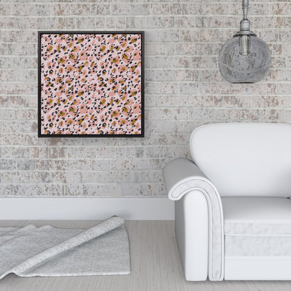 Hand Drawn Pink Leopard Print Framed Canvas