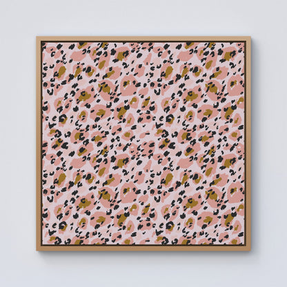 Hand Drawn Pink Leopard Print Framed Canvas