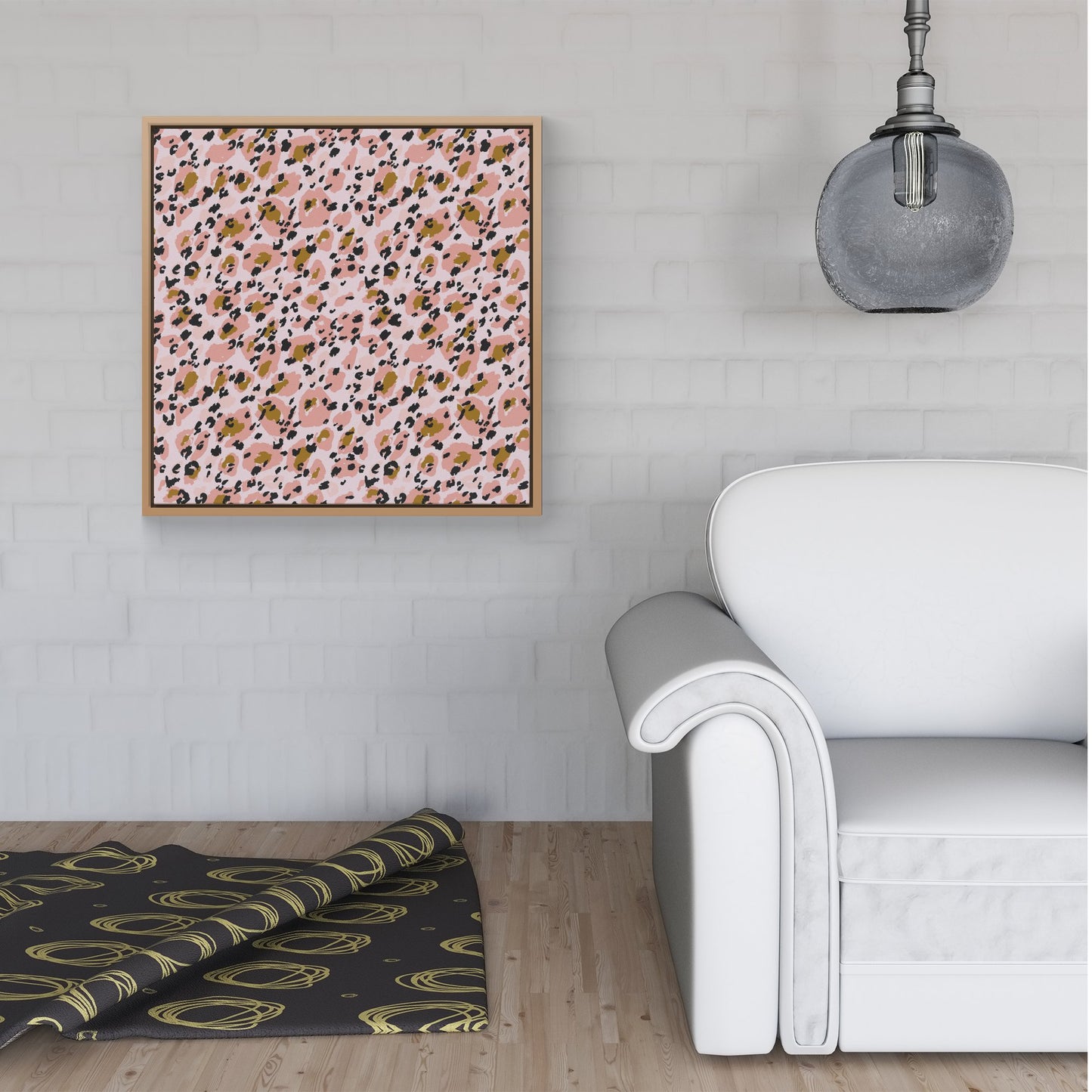 Hand Drawn Pink Leopard Print Framed Canvas