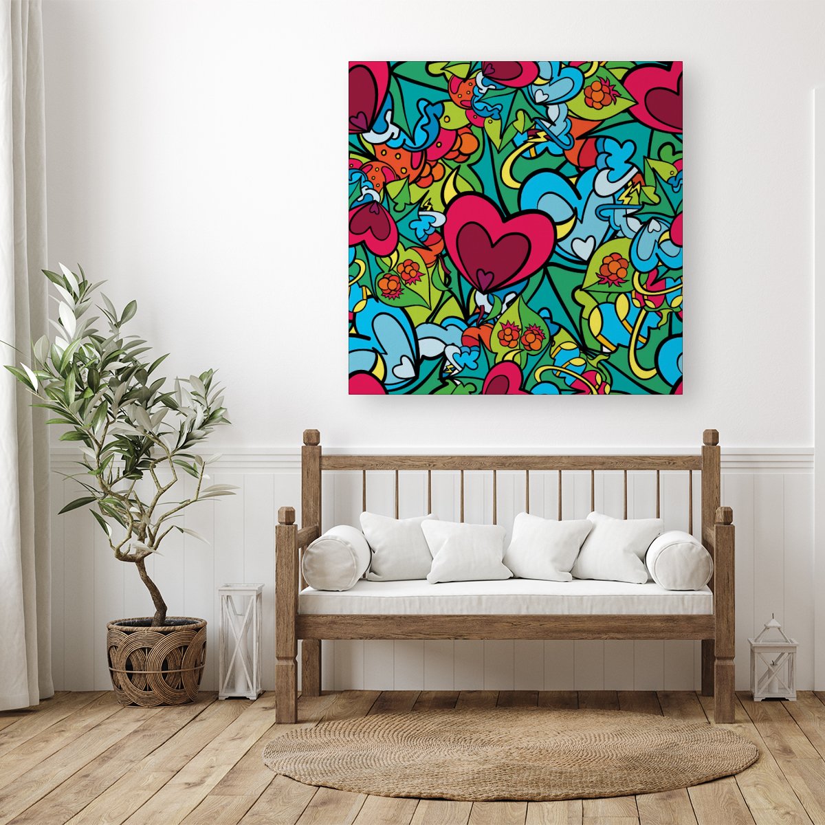 Hippie Psychedelic Pattern Canvas