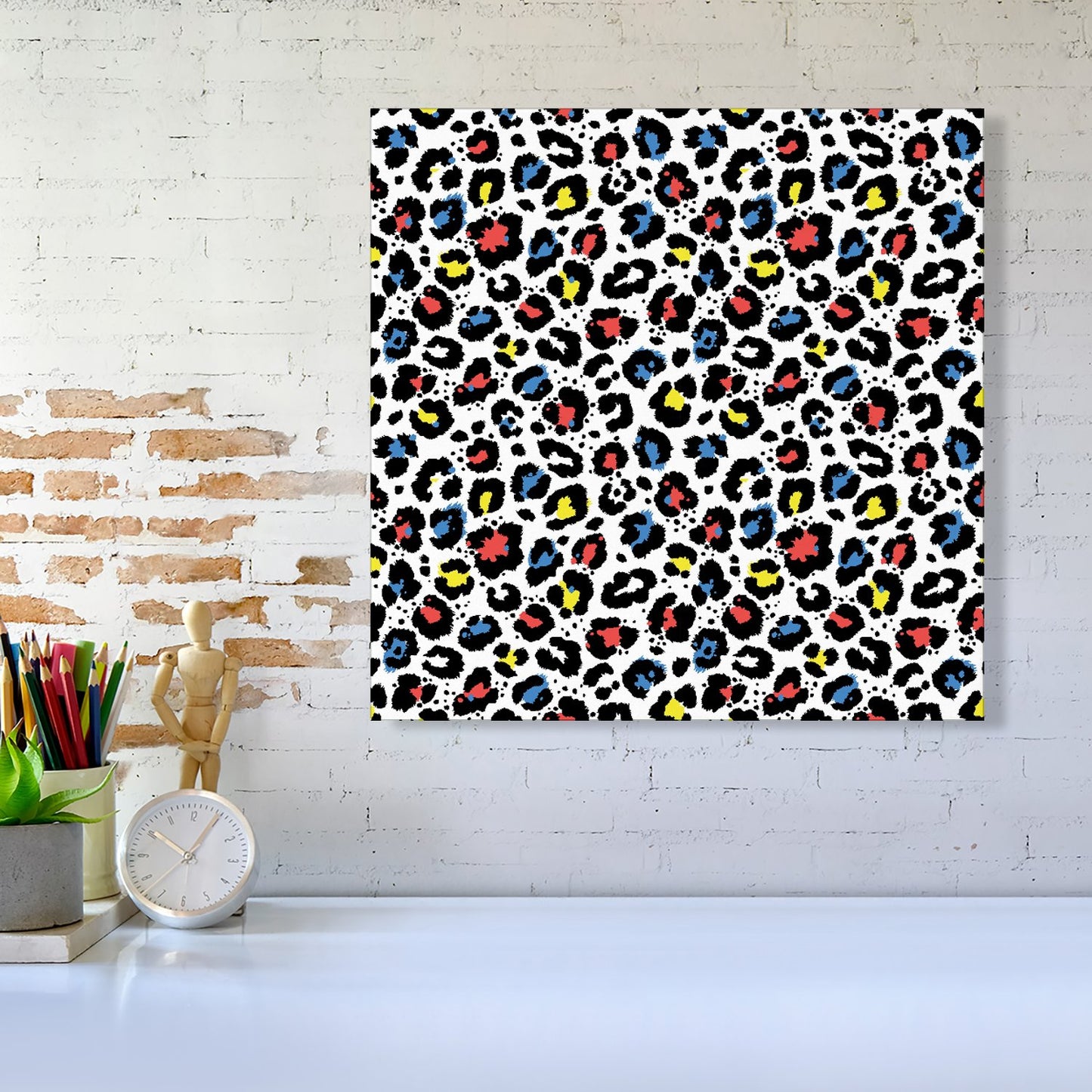 Coloured Leopard Print Canvas