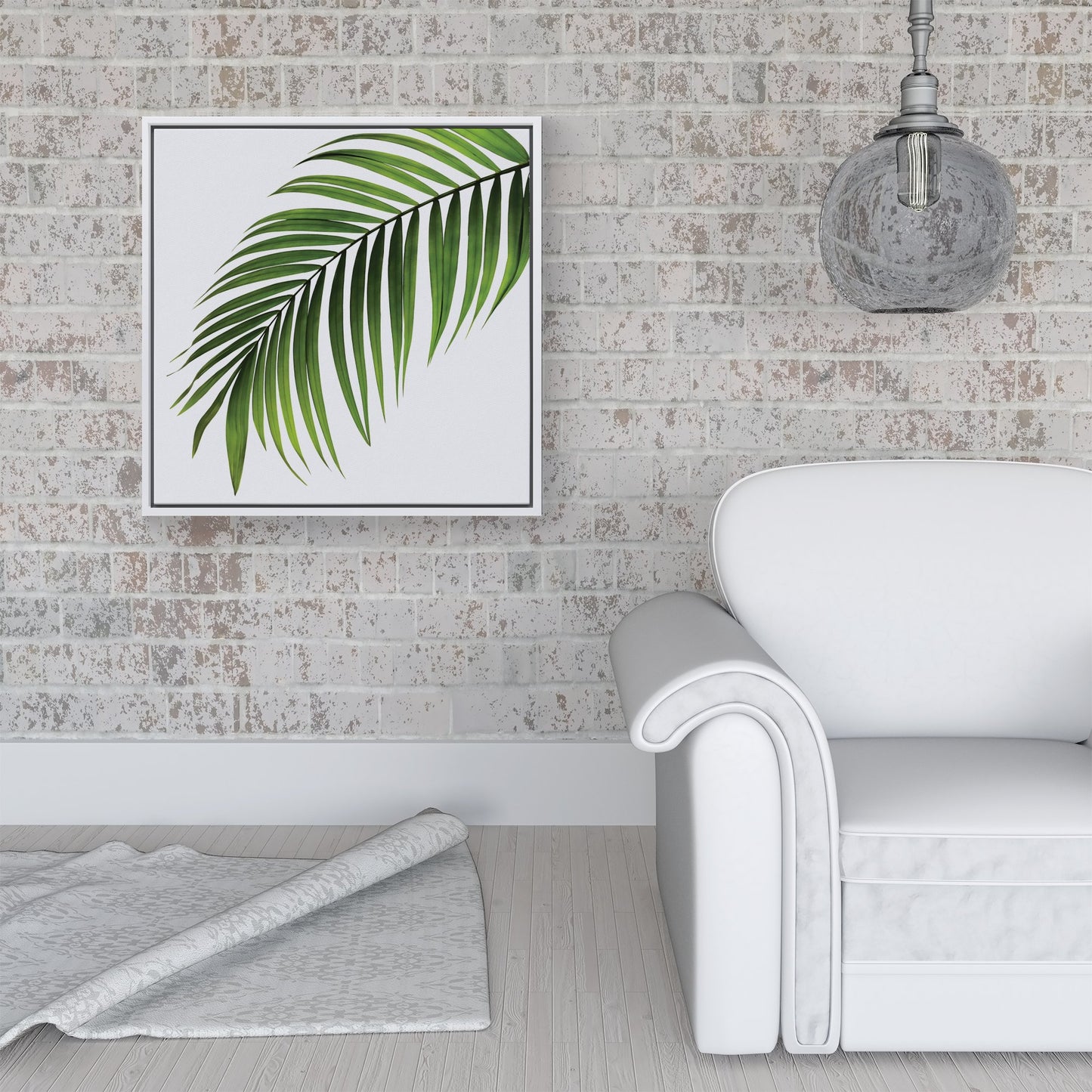 Single Palm Leaf Framed Canvas