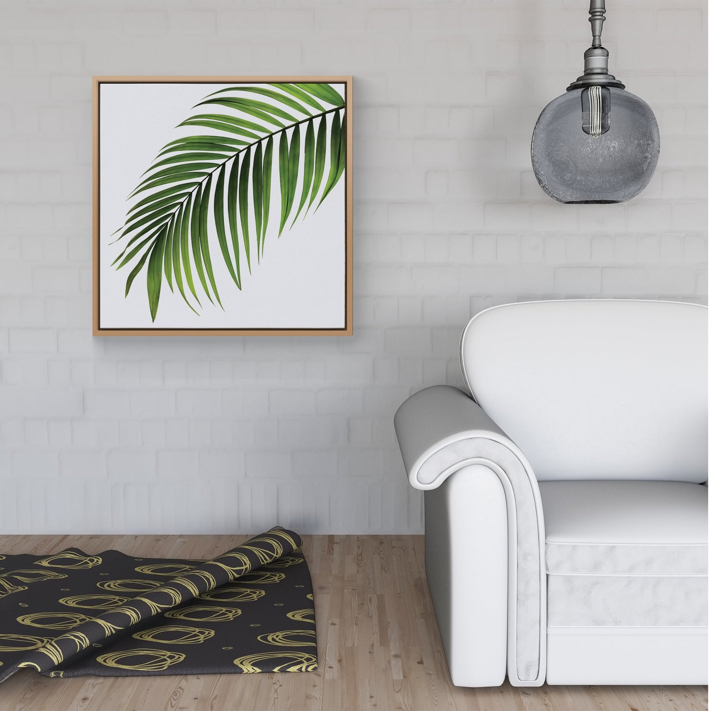Single Palm Leaf Framed Canvas