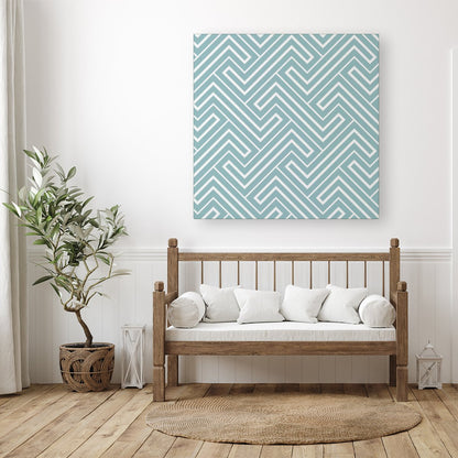 Blue And White Geometric Pattern Canvas