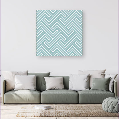 Blue And White Geometric Pattern Canvas
