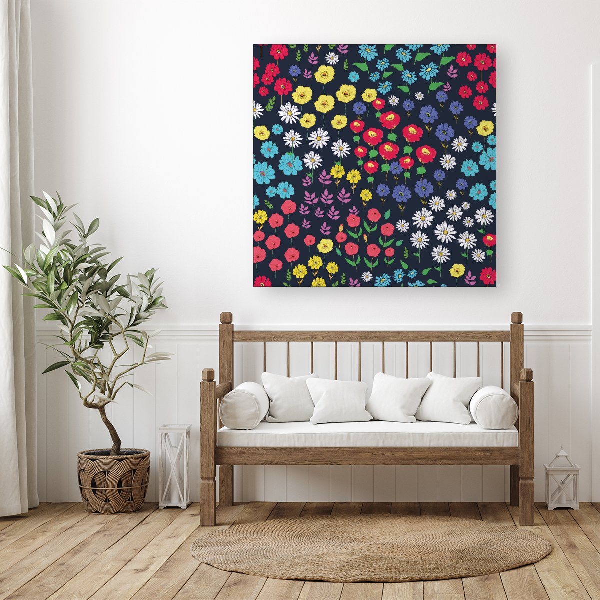 Multicoloured Flower Pattern Canvas