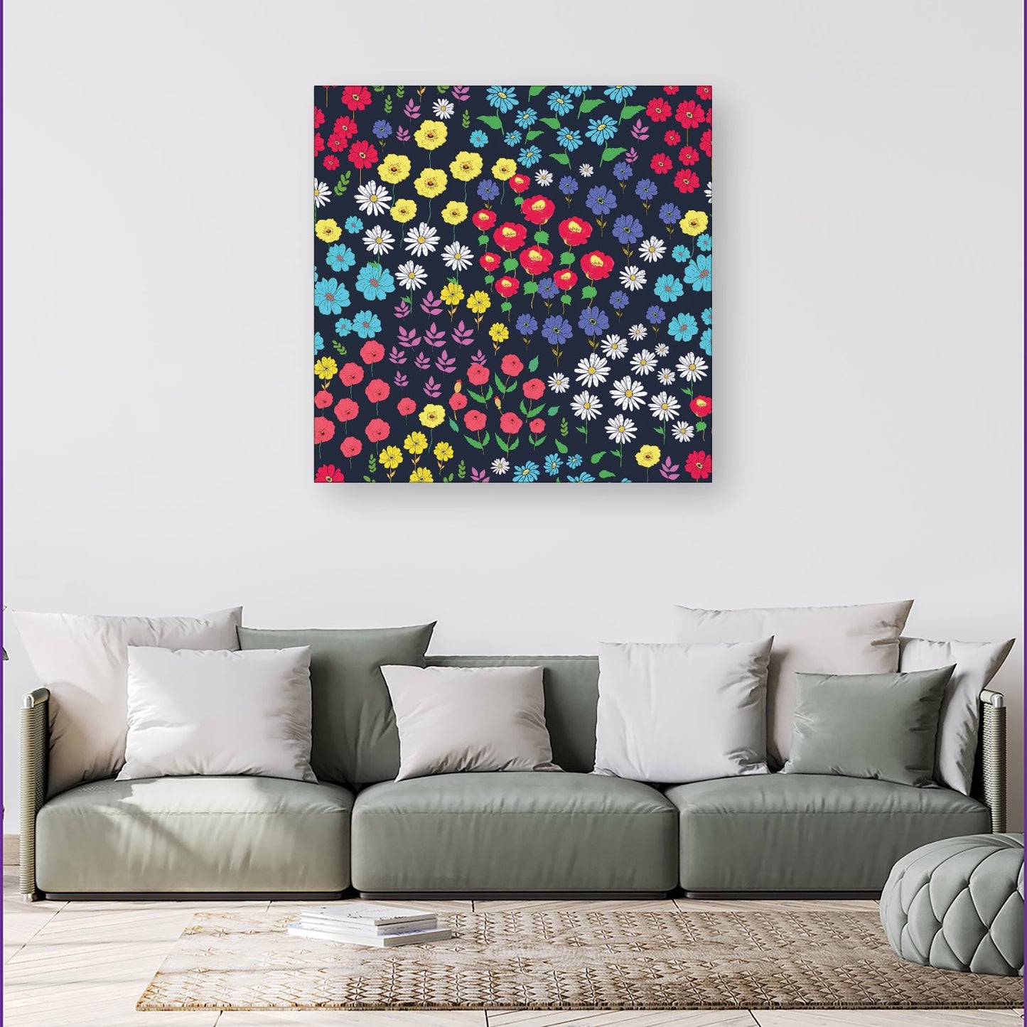 Multicoloured Flower Pattern Canvas