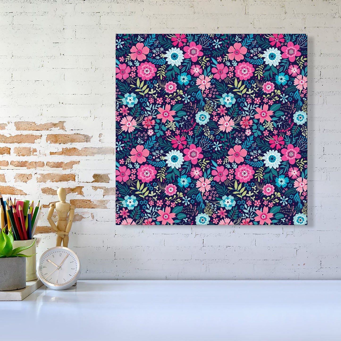 Cute Colourful Flower Pattern Canvas