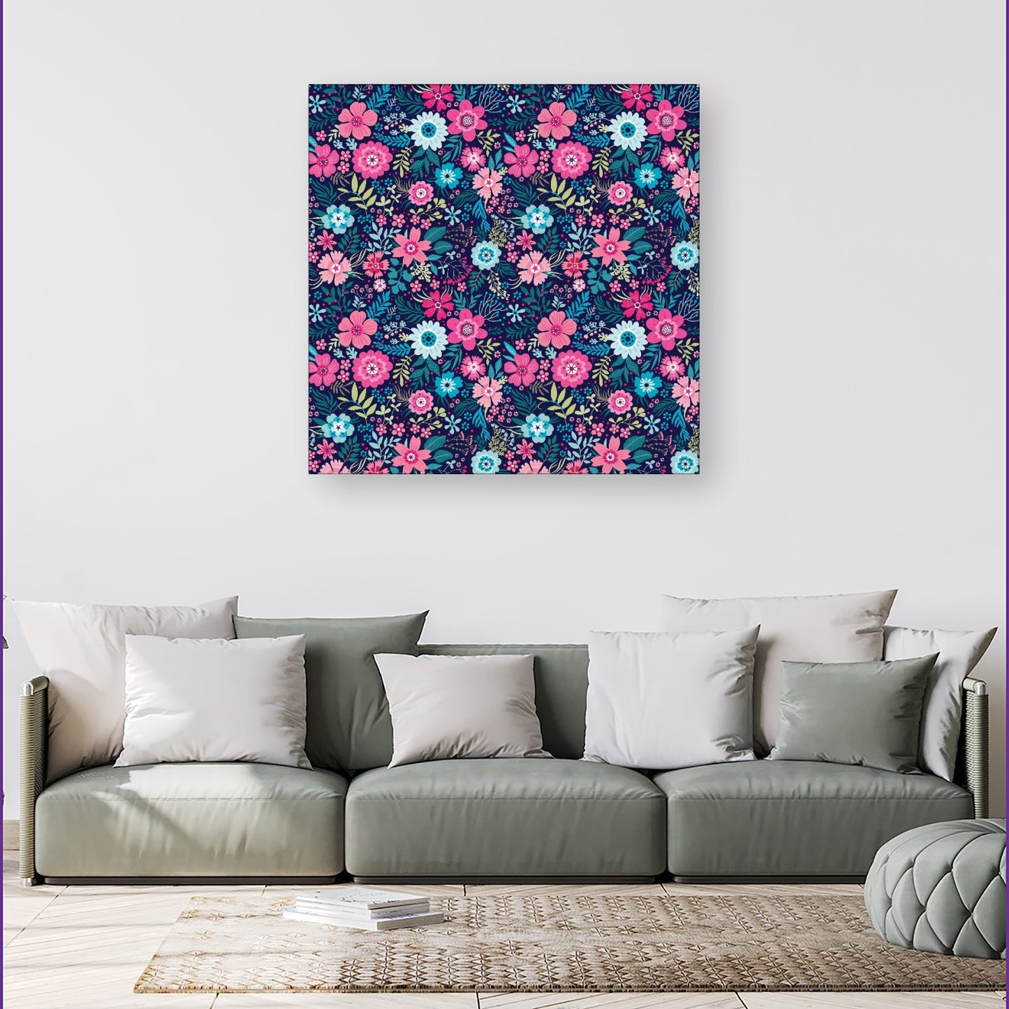Cute Colourful Flower Pattern Canvas