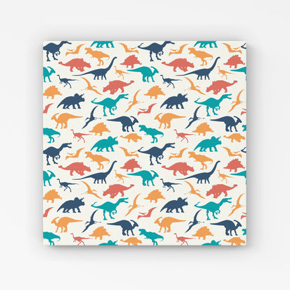 Multicoloured Dinosaurs Canvas