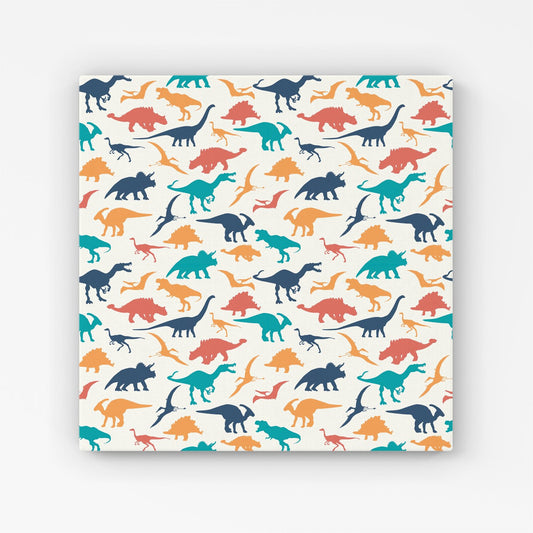 Multicoloured Dinosaurs Canvas