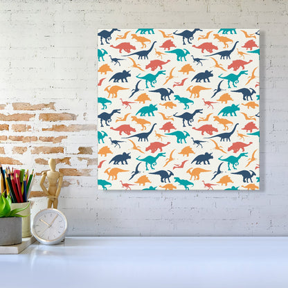 Multicoloured Dinosaurs Canvas