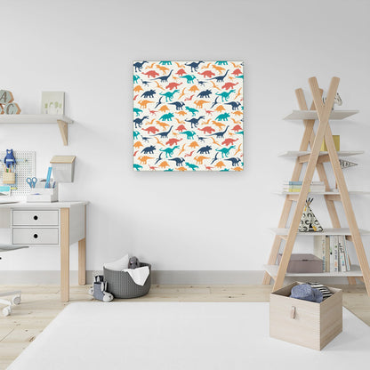 Multicoloured Dinosaurs Canvas