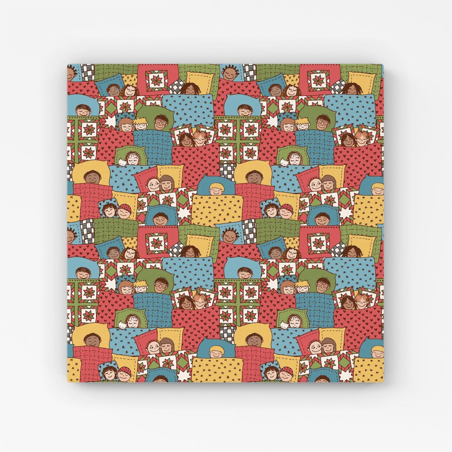 Hand Drawn Sleeping Doodle Faces Canvas