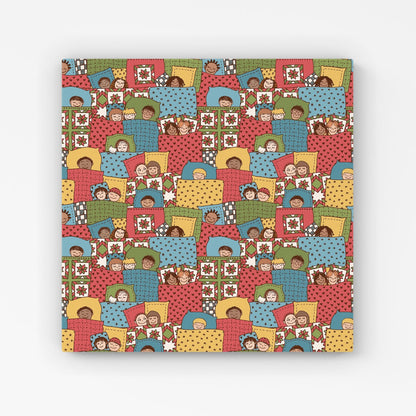 Hand Drawn Sleeping Doodle Faces Canvas