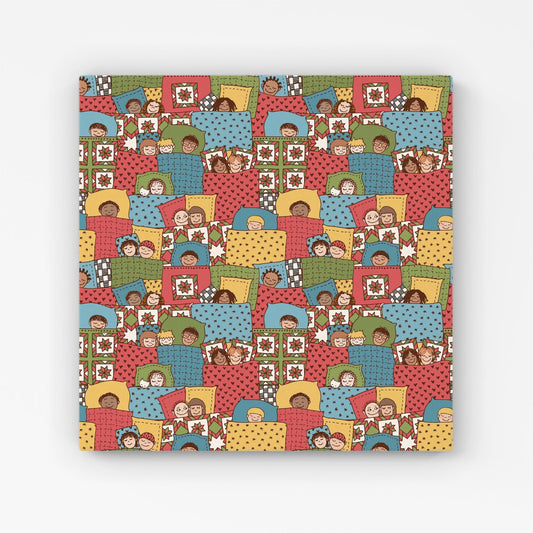 Hand Drawn Sleeping Doodle Faces Canvas