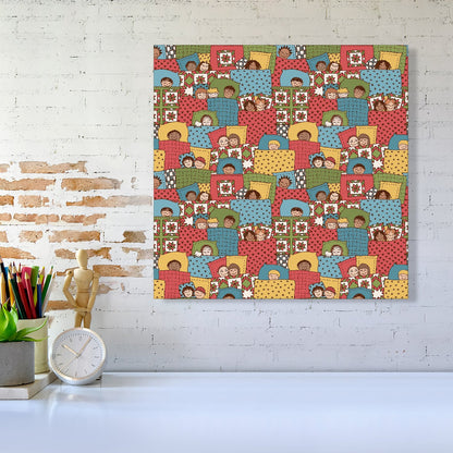 Hand Drawn Sleeping Doodle Faces Canvas
