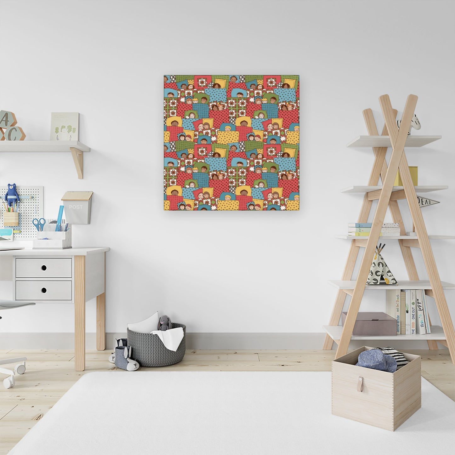 Hand Drawn Sleeping Doodle Faces Canvas