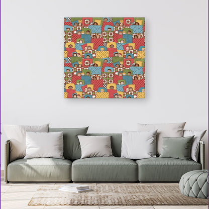 Hand Drawn Sleeping Doodle Faces Canvas