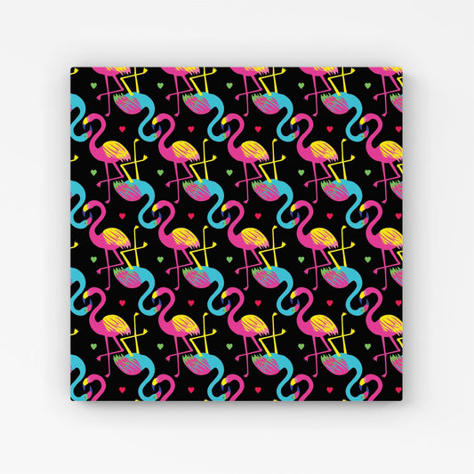 Vivid Flamingo Pattern Canvas