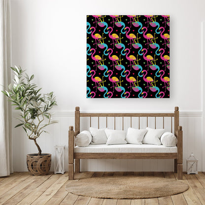Vivid Flamingo Pattern Canvas