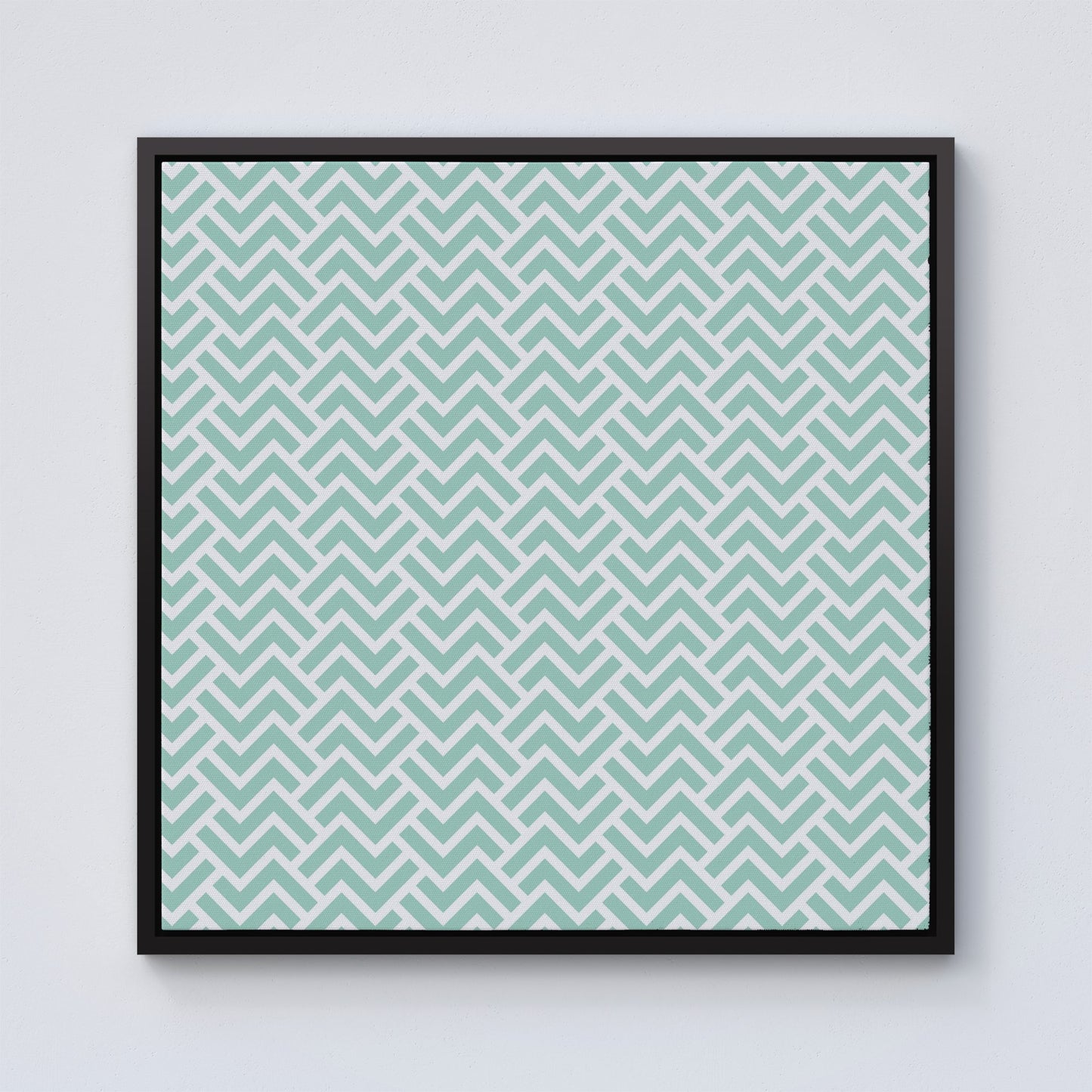 Green Geometric Pattern Framed Canvas