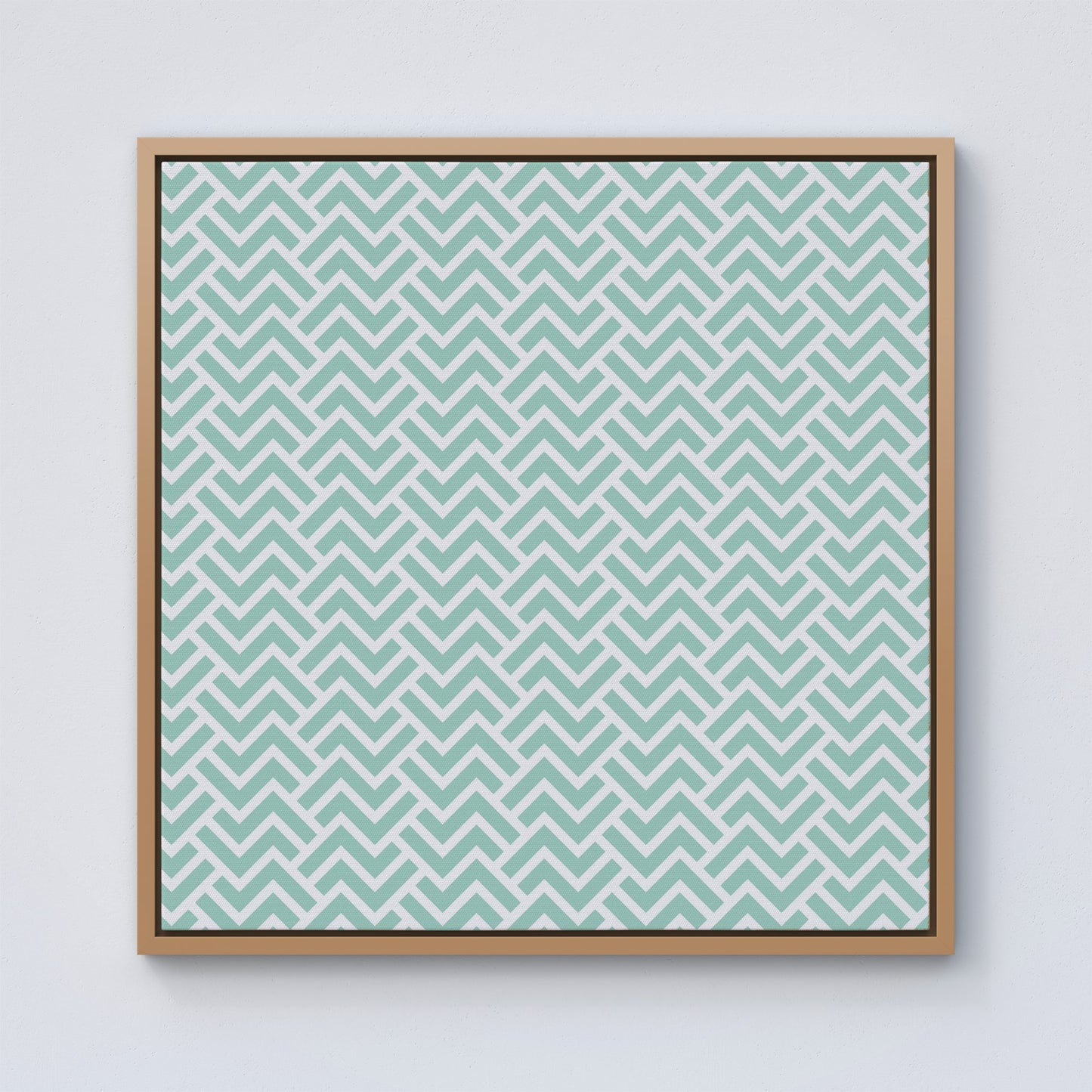 Green Geometric Pattern Framed Canvas