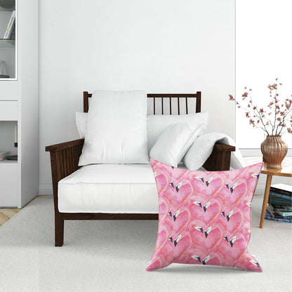 Watercolour Flamingo Hearts Floor Cushion