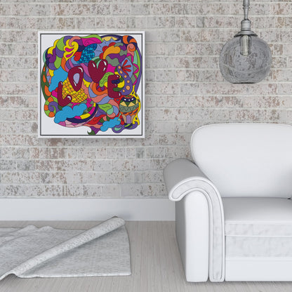 Motley Doodling Love Framed Canvas