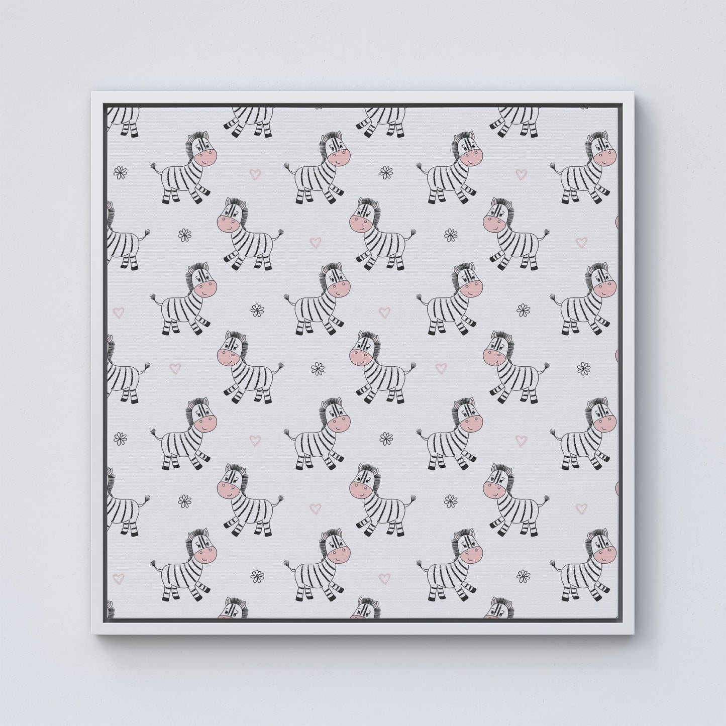 Cute Hand Drawn Zebra Framed Canvas