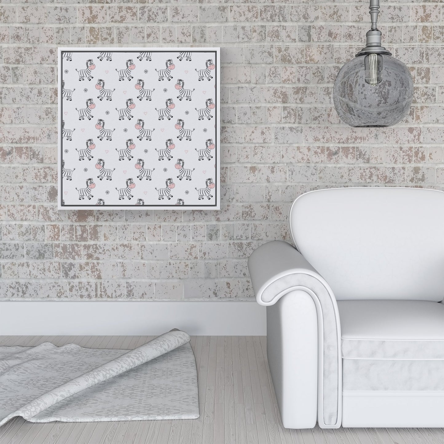 Cute Hand Drawn Zebra Framed Canvas