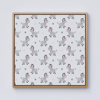 Cute Hand Drawn Zebra Framed Canvas