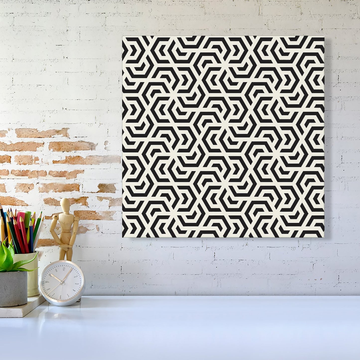 Hexagonal Geometric Pattern Canvas