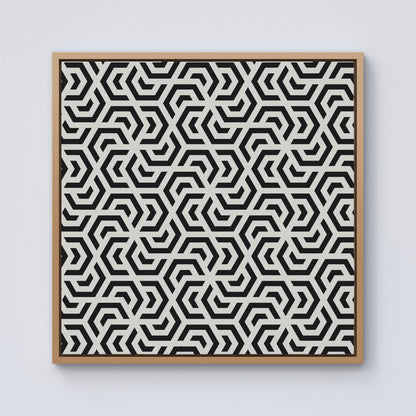 Hexagonal Geometric Pattern Framed Canvas