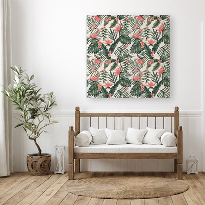 Dark Tropical Green Leaves Canvas