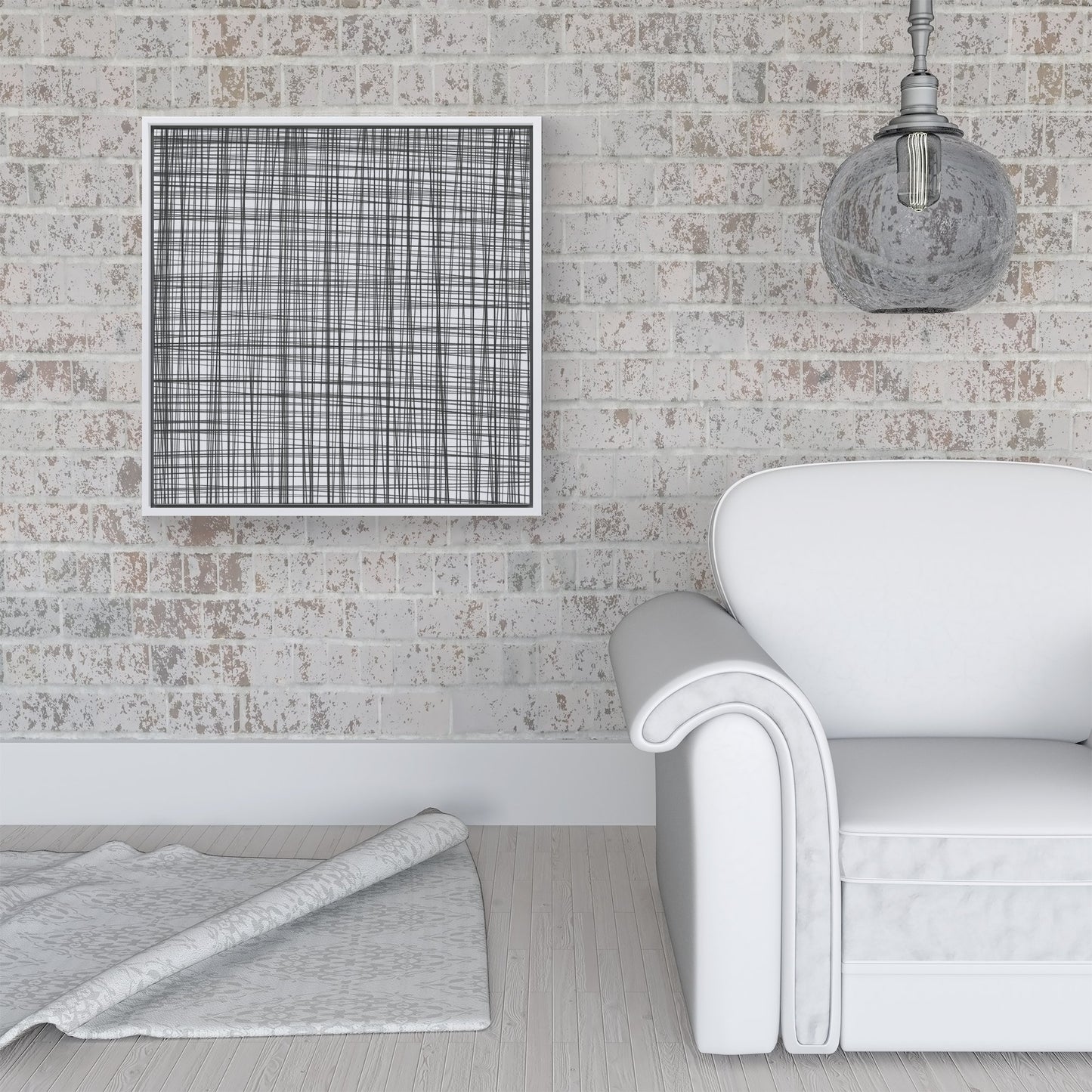 Monochrome Pencil Scribble Framed Canvas