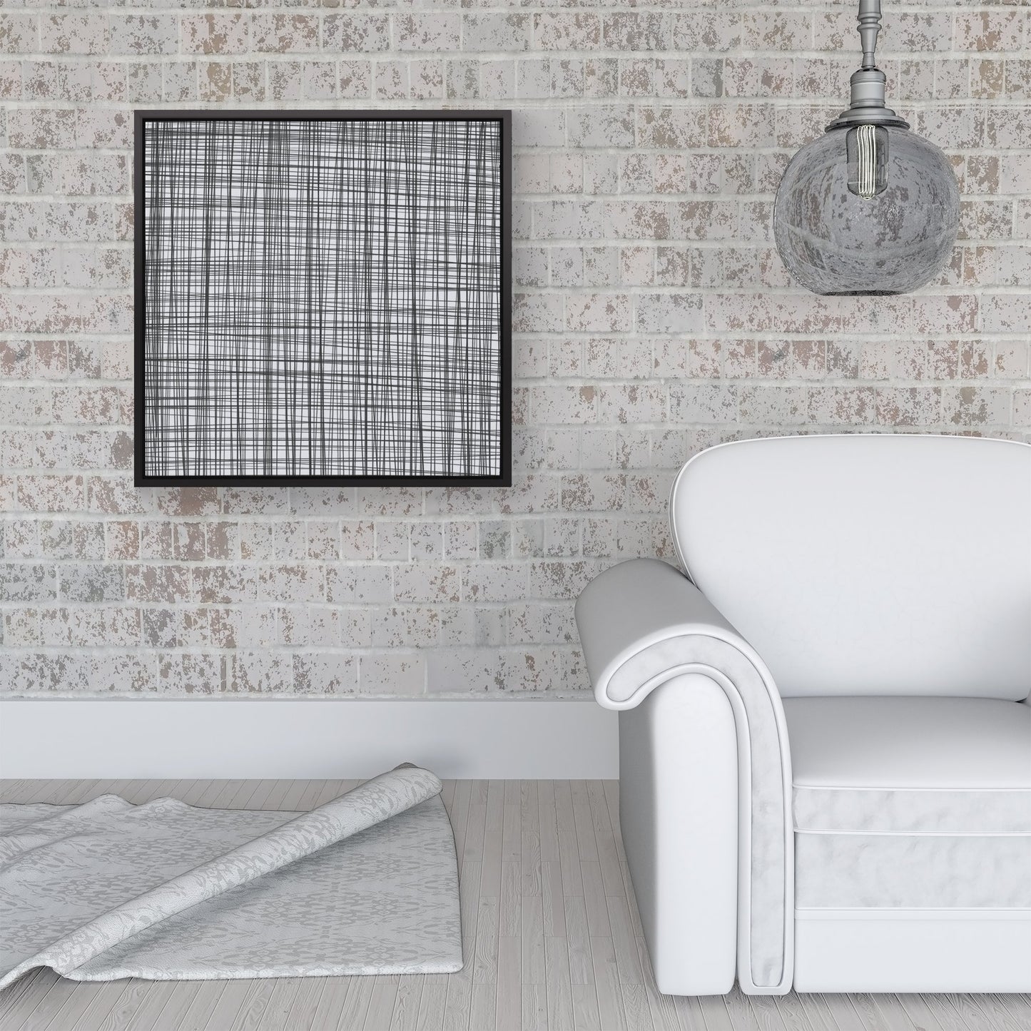 Monochrome Pencil Scribble Framed Canvas