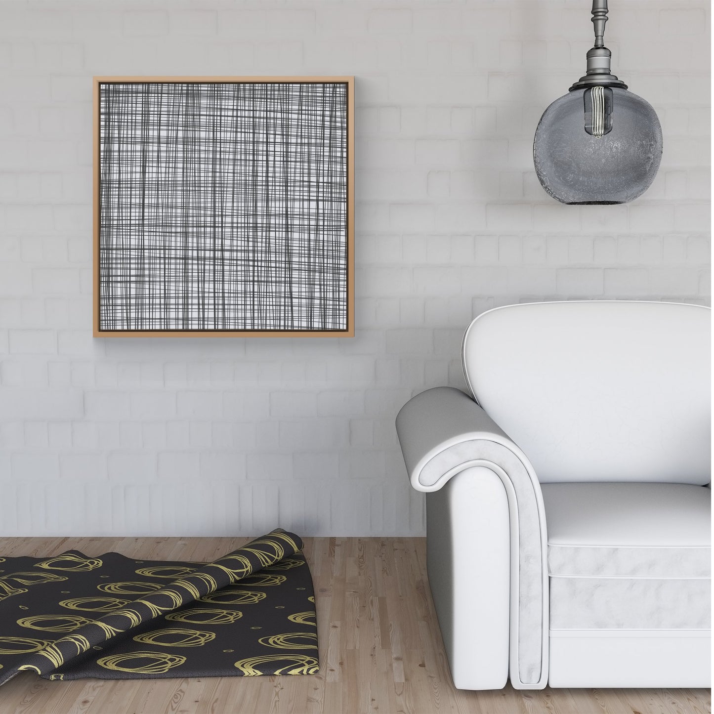 Monochrome Pencil Scribble Framed Canvas