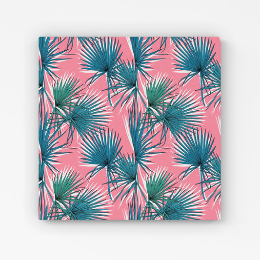 Pink Green Fan Palms Canvas
