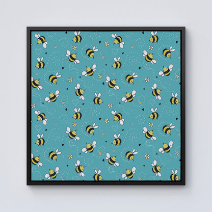 Hand Drawn Busy Bees Framed Canvas