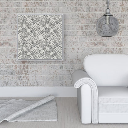Monochrome Distressted Pattern Framed Canvas