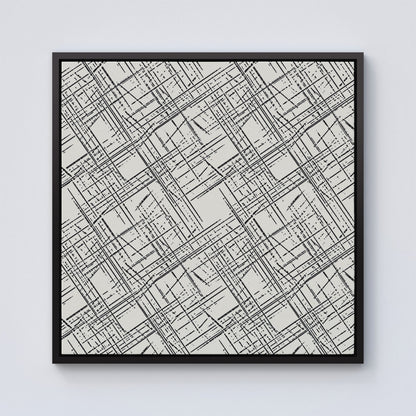 Monochrome Distressted Pattern Framed Canvas
