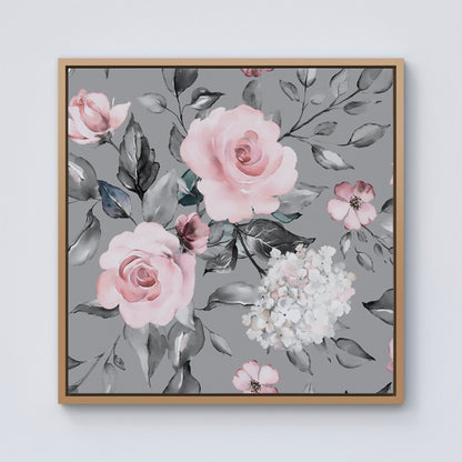 Dusty Pink Roses Framed Canvas