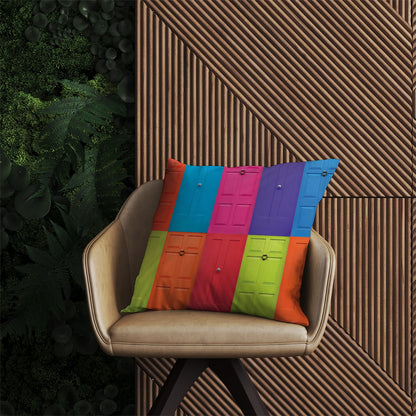 Colourful English Doors Outdoor Cushion