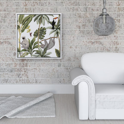 Tropical Sloths Framed Canvas