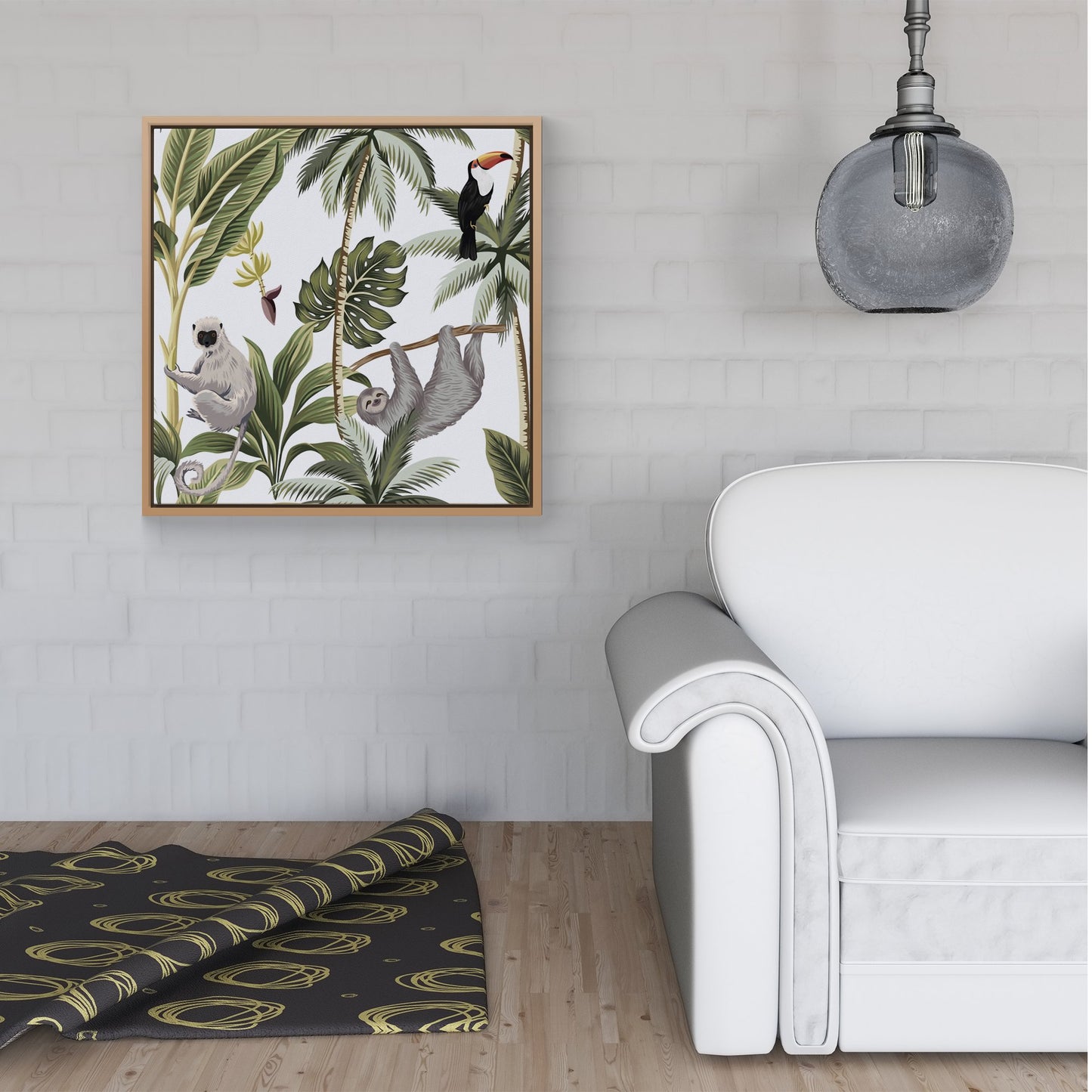 Tropical Sloths Framed Canvas
