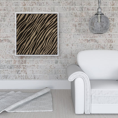 Golden Zebra Print Framed Canvas