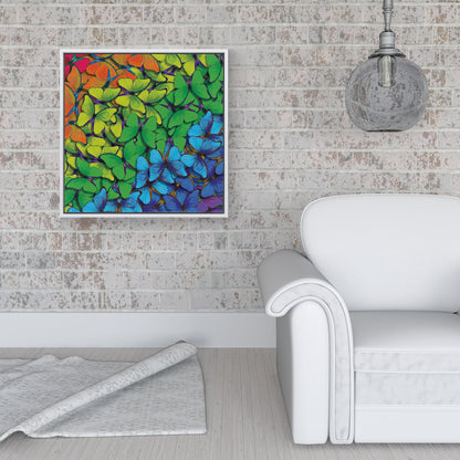 Multicoloured Butterflies Framed Canvas
